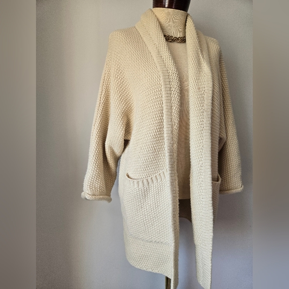 JILLIAN HARRIS × THE SKINNY Boyfriend Cotton Knit Open Front Cardigan. O/S - Picture 2 of 13